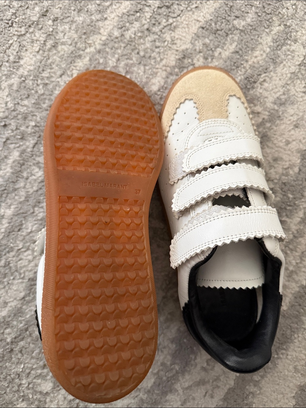 Isabel Marant White Leather Sneakers with Black Heel and Gum Sole - Picture 4 of 4